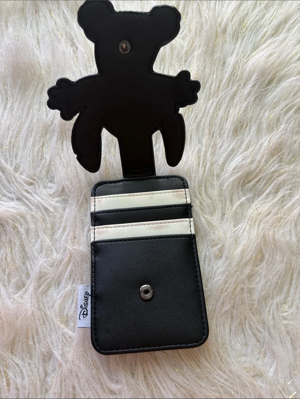 Disney Black Card Holder with Beige Stitch Skeleton Applique